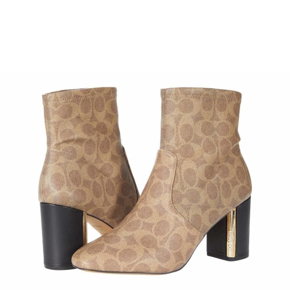 Coach Margot Monogram Coated Canvas Signature Bootie - Tan - Picture 3 of 11